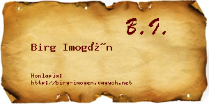 Birg Imogén névjegykártya